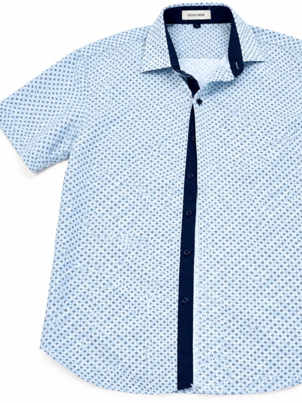 Men's Local Mode Pale Blue Geometric Print Shirt | Size L